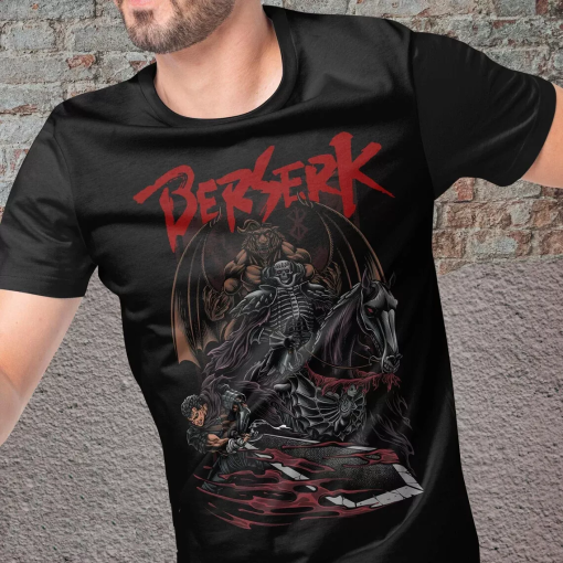 Limited Retro Vintage Berserk Tee Shirt From The Anime Manga Trendy Anime Apparel for Anime Fans Trendy Enthusiasts Fashion Anime Apparel