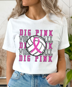 Dig Pink Volleyball Shirt, Breast Cancer Awareness…