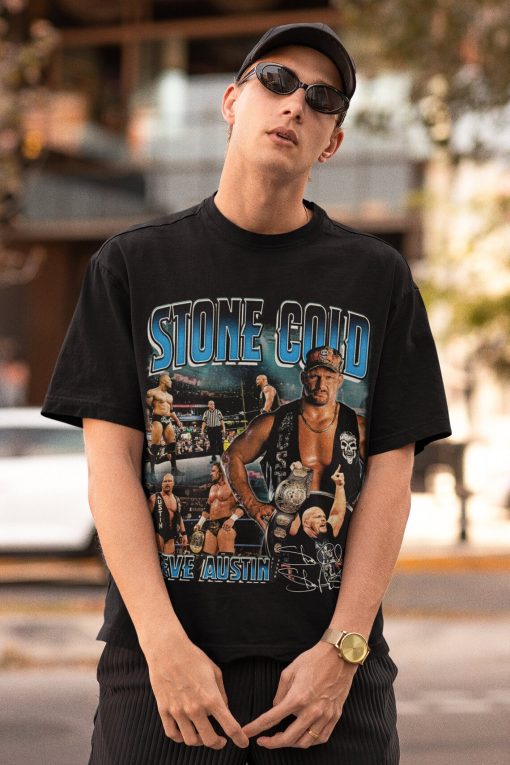 Stone Cold Vintage 90s Graphic Style TShirt, Stone Cold Shirt, Retro Stone Cold Bootleg T-Shirt, Vintage Oversized Sport Tee, Gifts