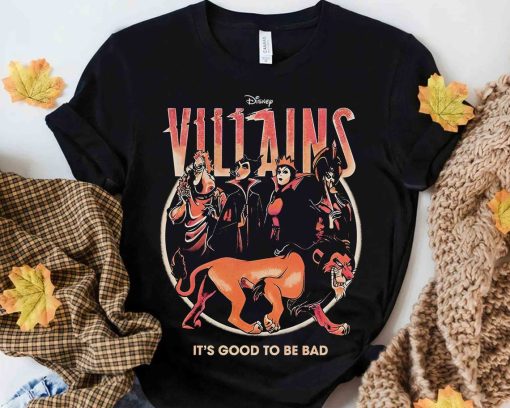 Vintage Disney Villains It’s Good To Be Bad T-shirt, Retro Maleficent Evil Queen Hades Jafar Scar Tee, Disneyland Family Holiday 2024 Trip