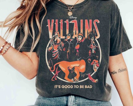 Vintage Disney Villains It’s Good To Be Bad T-shirt, Retro Maleficent Evil Queen Hades Jafar Scar Tee, Disneyland Family Holiday 2024 Trip