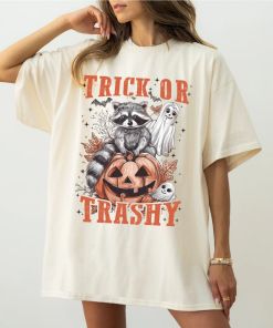 Trick or Trashy Raccoon Halloween Shirt –…