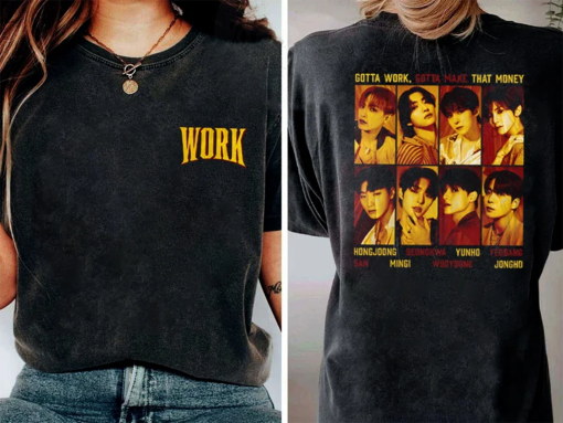 Double Sized Ateez Work Shirt, Ateez Kpop Shirt, Hongjoong Seonghwa Yunho Yeosang San Mingi Wooyoung Jongho, Ateez Golden Hour Album Shirt,