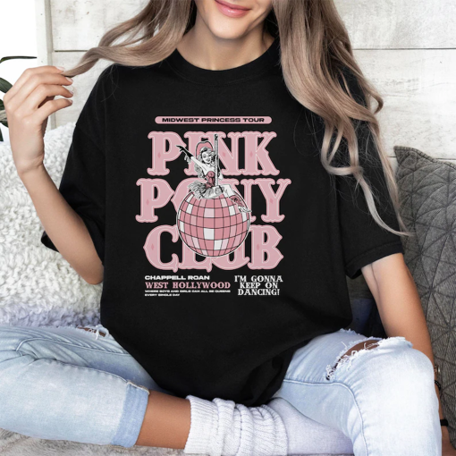 Chappell Roan Unisex Shirt, Pink Pony Club Sweatshirt, Midwest Princess 2024 Tour Hoodie, Sapphic Lesbian WLW Pride Music Clothing