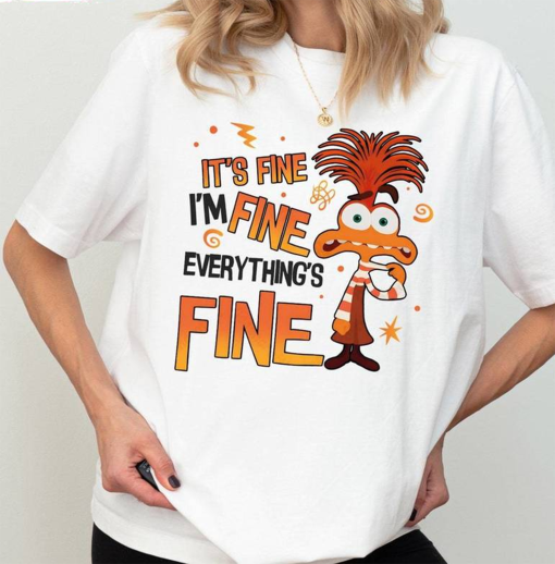 Inside Out 2 New Rare Shirt, Everything Is Fine Anxiety Inside Out Crewneck Long Sleeve