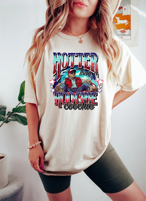 Viral Trump Shirt, Hotter Than A Hoochie Coochie Shirt, Donald Trump Summer Vibe, Trump 2024 Tee, 2024 Election Shirt, America ShirT