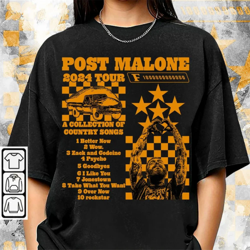 BlvckStyle Post Malone Tour Music Shirt, A Collection Of Country Song List, Post Malone Concert 2024 For Fan Unisex Shirt, Hoodie, Sweatshirt