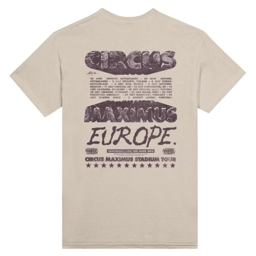 Travis Scott Europe Tour T Shirt – Circus Maximus Fan Merchandise – Limited Edition Band Tee – Concert Apparel