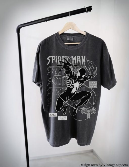 Vintage Spiderman Shirt, black spidey T-shirt, black spidey shirt, comic book shirt, marvel shirt, marvel comics, vintage marvel shirt