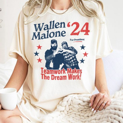 Wallen Malone 2024 For President, Funny ’24 Election Graphic Tee, Vintage Inspired Humor Concert Music T-Shirt, Had Some Help