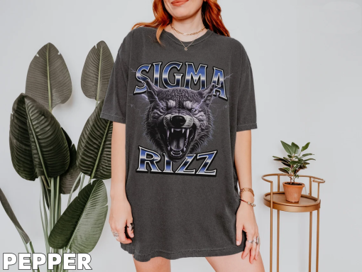 Sigma Rizz T-Shirt, Comfort Colors® Lone Wolf Tee, Funny Trendy Graphic Top, Fierce Wolf Design, Bootleg 90sAesthetic Shirt, Gift for Him