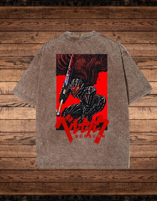 Double Sided Guts Washed T-Shirt, Retro Oversized Baggy Shirt, Streetwear, Pump Cover, Berserk, Graphic Design, Color Variety