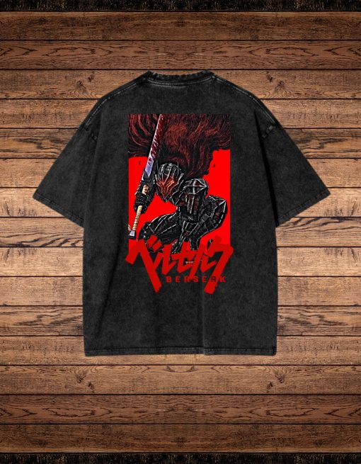 Double Sided Guts Washed T-Shirt, Retro Oversized Baggy Shirt, Streetwear, Pump Cover, Berserk, Graphic Design, Color Variety