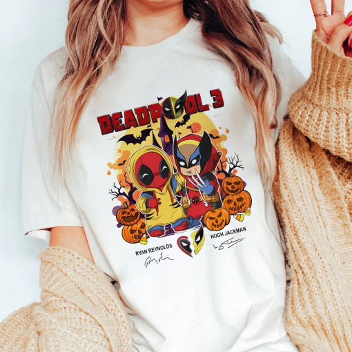 Deadpool 3 Halloween Shirt, Deadpool and Wolverine Bestie Shirt, Super Hero Men T-Shirt, Deadpool And Friends Halloween Party Gift