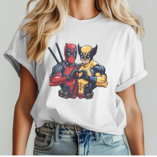 Marvel Deadpool Wolverine Besties Shirt, Cute Wolverine Deadpool 3 Movie Tee, Superhero Best Friends Shirt, Men’s and Women’s Deadpool Tee