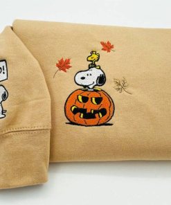 Snoopy Woodstock Fall Embroidered Sweatshirt, Snoopy Halloween…