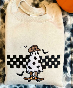 Halloween Cowboy Ghost Embroidered Sweatshirt