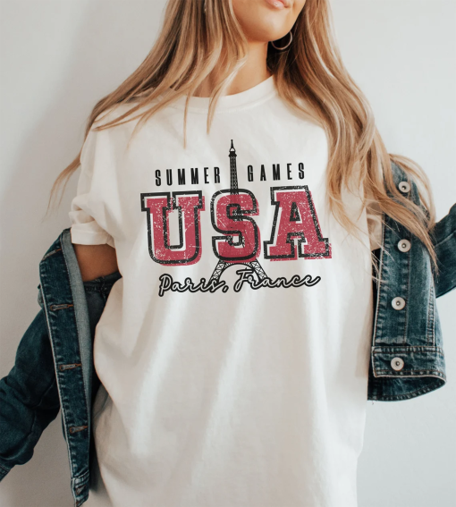 Summer games 2024 USA shirt, Paris summer games tee, Paris USA T-shirt, USA Eiffel tower tee, United States fan tee, 2024 Paris France shirt