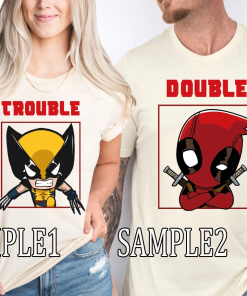 Funny Double Trouble Wolverine and Deadpool T-Shirt,…