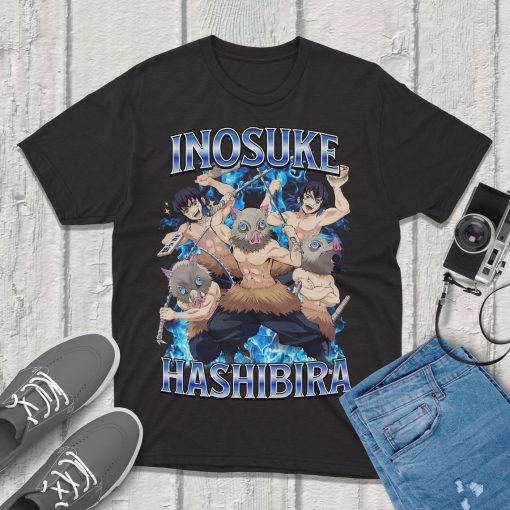 Inosuke Hashibira Kimetsu no Yaiba Demon Slayer T-Shirt Anime Graphic Tee Vintage Streetwear Unique Design Perfect for Gamers & Anime Fans!