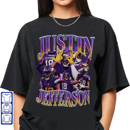 Malincount – Comfort Color Justin Jefferson Vintage 90s Shirt, Football Bootleg Gift Shirt, Sport Tee