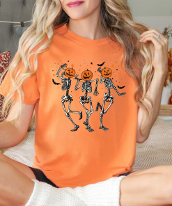 Comfort Colors® Dancing Skeleton Pumpkin Shirt, Retro…