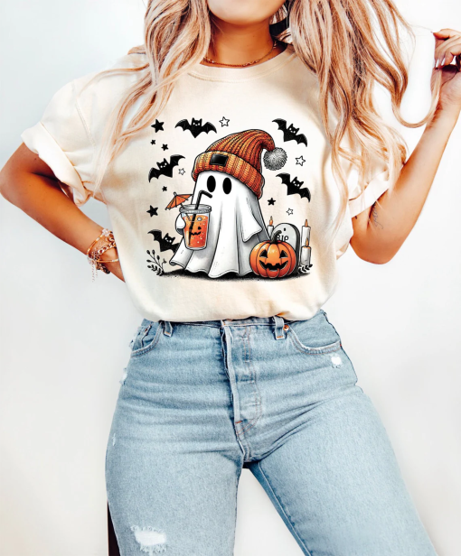 Halloween Ghost pumpkin spice latte Shirt, Cute Ghost Shirt, Womens Halloween Shirt, Cute Fall Shirt, Spooky Season Shirt, fall coffee shirt