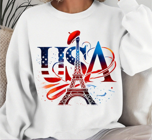 Team USA Paris Olympics shirt | Summer 2024 Watercolor | Eiffel Tower France | Olympic Clipart Printable Digital | Sports | Print for Shirt