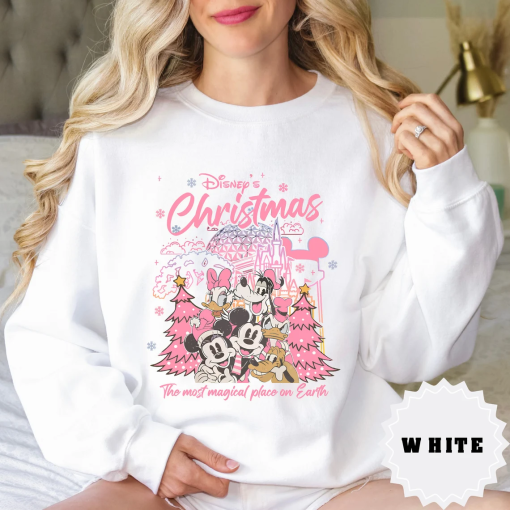 Mickey & friends Disney Christmas Hoodie, Pink Christmas t-shirt sweatshirt, Mickey’s very merry Christmas shirt, WDW Disneyland trip gift