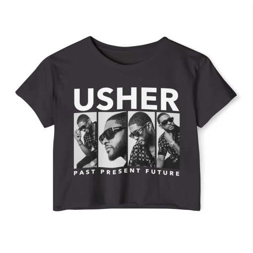 Usher world tour crop shirt Usher past present future tour crop Usher albums crop top Usher tour shirt Usher merch fan Usher concert