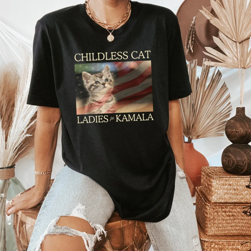 American Flag Cat Lady Kamala Shirt | Childless Cat Ladies Kamala Shirt | Harris 2024 President Shirt | Cat Mom Shirt | Kamala Rally T Shirt