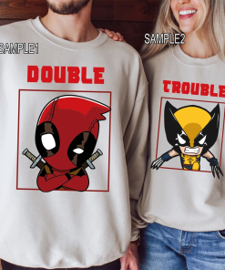 Funny Double Trouble Wolverine and Deadpool T-Shirt,…