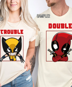 Funny Double Trouble Wolverine and Deadpool T-Shirt,…