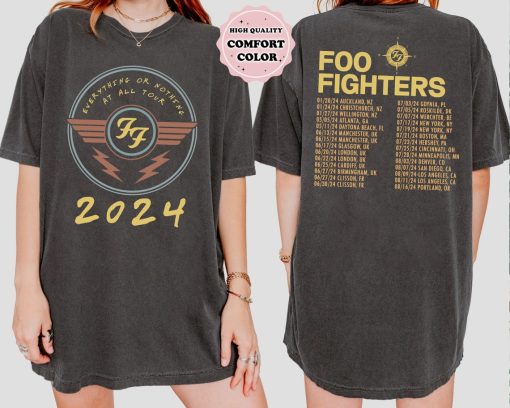 Foo Fighters US Tour 2024 Comfort color Shirt, World Tour Concert T-Shirt, Foo Fighters Fan Shirt, Rock Band Shirt, Foo Fighters World Tour