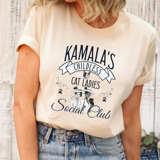 Childless Cat Lady Kamala T Shirt, Madam President Kamala Harris, Kamala Rally, Election 2024 Gift, Childless Cat Ladies Social Club Shirt