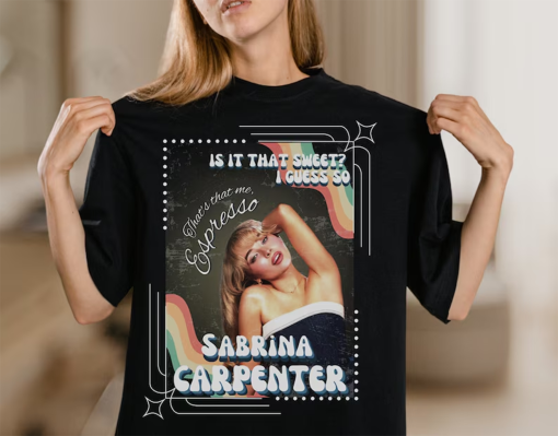 Sabrina Carpenter Espresso Colorful T-Shirt – Vibrant Indie Pop Music Tee, Retro Aesthetic, Unisex Graphic Shirt, Singer Songwriter Fan Gift