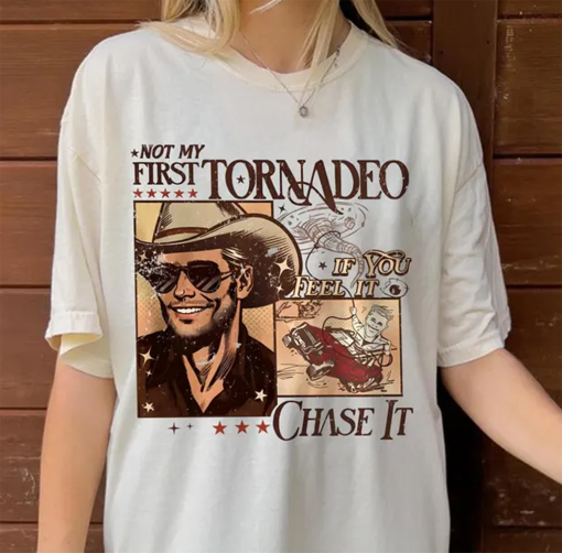 Not My First Tornado If You Feel It Chase It Glen Powell Shirt, Vintage Glen Powell Homage Shirt, Retro Tyler Owens Twisters Shirt.