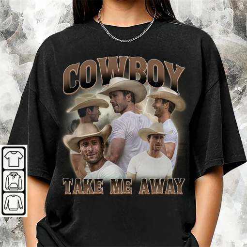 BlvckStyle Glen Powell Cowboy Shirt, Cowboy Take Me Away Vintage, Bootleg Inpired 90s Movie Trending Unisex Shirt, Hoodie, Sweatshirt