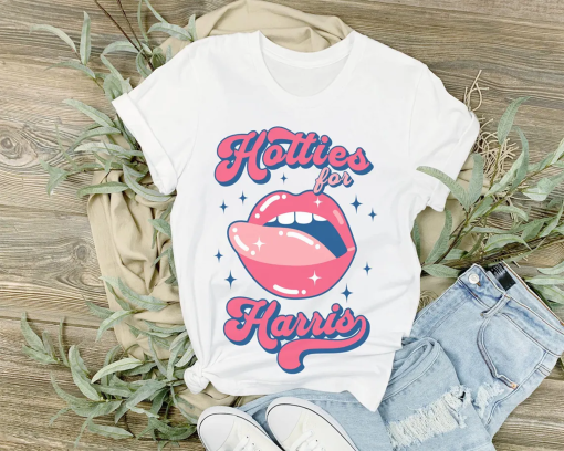 Kamala Harris 2024 Shirt Hotties for Harris Funny Girly Election 2024 Tee for Women Pink Cute Feminist Kamala Tee Democrat Vote Blue