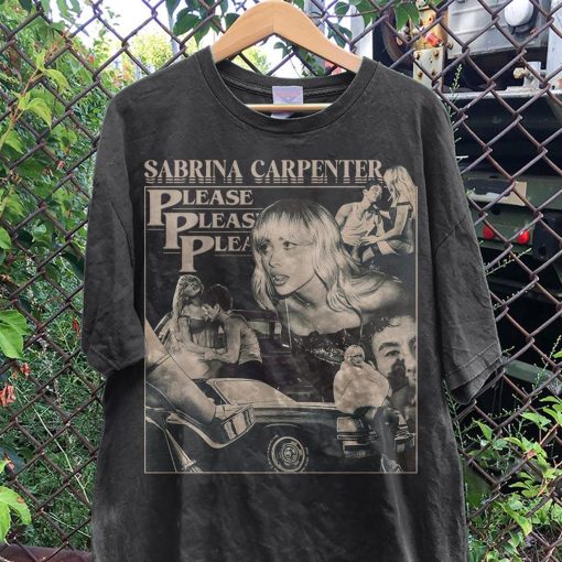 Sabrina Carpenter Vintage 90S Shirt, Music Lyric Art Please Please Please Short N’ Sweet Album Cover Y2k Graphic Tee For Fan