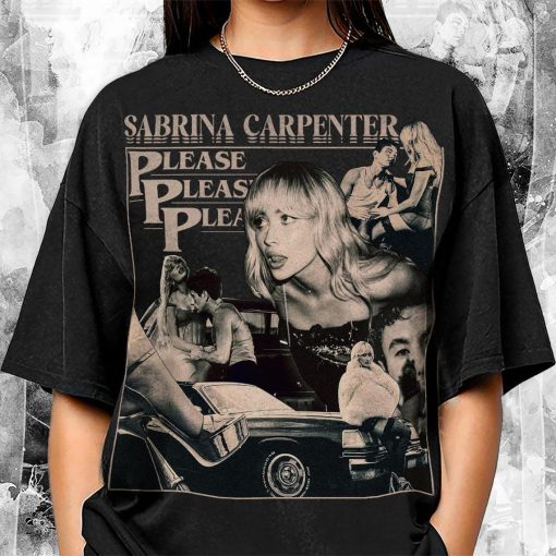 Sabrina Carpenter Vintage 90S Shirt, Music Lyric Art Please Please Please Short N’ Sweet Album Cover Y2k Graphic Tee For Fan