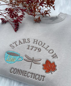 Stars Hollow 1779 Connecticut Embroidered Book Sweatshirt,…