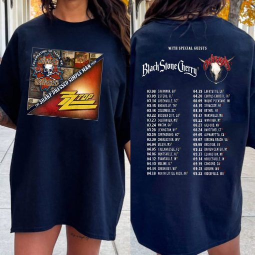 Lynyrd Skynyrd ZZ Top Tour 2024 Shirt, ZZ Top World Tour 2024 Shirt, Lynyrd Skynyrd Tour 2024 Tee, Sharp Dressed Simple Man US Tour Shirt