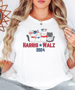 Patriotic Cats T-shirt Harris Walz 2024 Shirt…