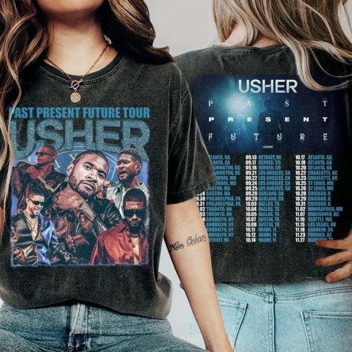 Two Sides Usher Past Present Future Tour 2024 T-Shirt, Usher 2024 Concert Sweatshirt, Usher Gift For Fans Unisex Hoodie