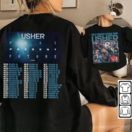 Two Sides Usher Past Present Future Tour 2024 T-Shirt, Usher 2024 Concert Sweatshirt, Usher Gift For Fans Unisex Hoodie