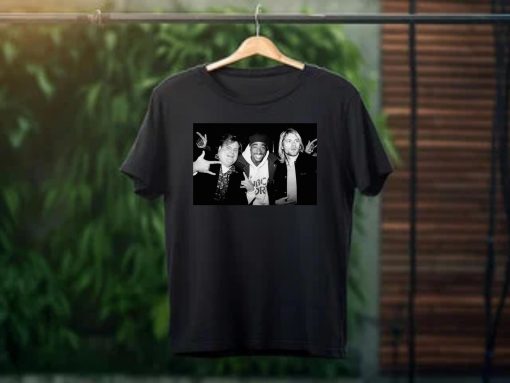 Unisex t-shirt Chris Farley Pac Shakur and Kurt Cobain partying – Vintage 90s kid tee streetwear tshirt hip hop best seller