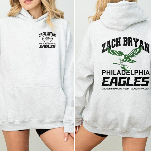 Zach Bryan Eagles Hoodie – Philadelphia Eagles Lincoln Financial Concert Hoodie Sport Grey 2Side – Inspired from the store