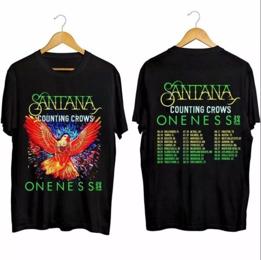 Carlos Santana and Counting Crows Shirt, The Oneness Tour 2024 Shirt Vintage Gift For Men Women