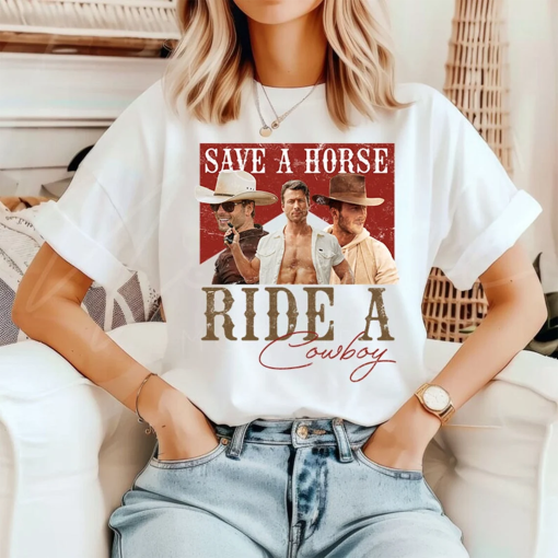 Glen Powell Shirt, Save a Horse Ride a Cowboy Shirt, Glen Powell Vintage Tshirt, Glen Powell Fan Tees, Glen Powell Movies, Glen Powell Gift